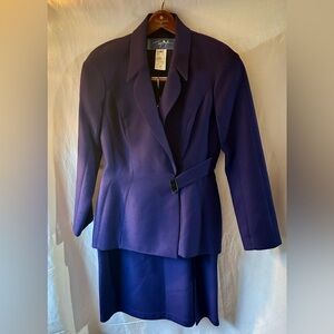 Thierry Mugler Paris Vintage Wool Skirt Suit 42 (US 10) Purple Blazer Collectors